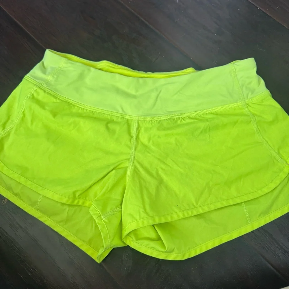 Lululemon Speed Up Shorts Neon Yellow | Running Active Gym Athletic 6 - Picture 4 of 8